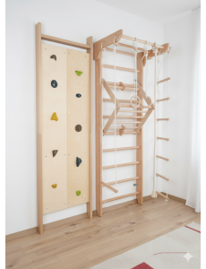 Climboo – Escalera de pared de madera con presas de escalada