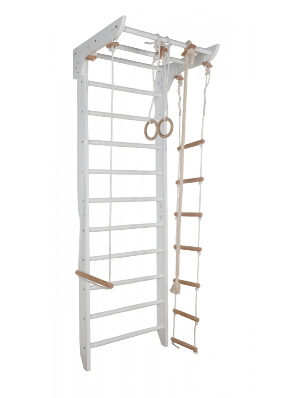 Escalera de pared blanca con accesorios – Centro de fitness doméstico para niños y adultos Escalera de pared blanca con accesorios – Centro de fitness doméstico para niños y adultos