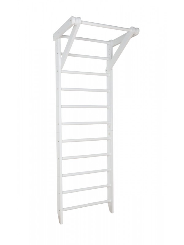 Escalera de pared blanca con accesorios – Centro de entrenamiento doméstico compacto y seguro Escalera de pared blanca con accesorios – Centro de entrenamiento doméstico compacto y seguro