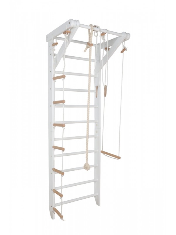Escalera de pared blanca con accesorios – Centro de fitness doméstico para niños y adultos Escalera de pared blanca con accesorios – Centro de fitness doméstico para niños y adultos